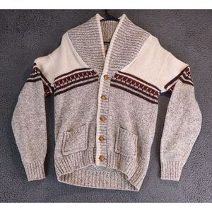 Vintage London Fog Wool Blend Cardigan Mens Medium Beige Grampa Core Classic